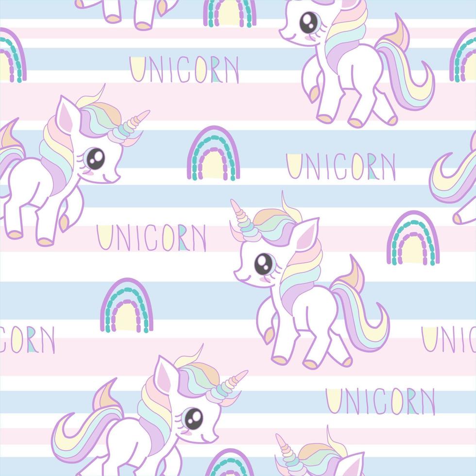 Cute unicorn seamless pattern vector illustration.