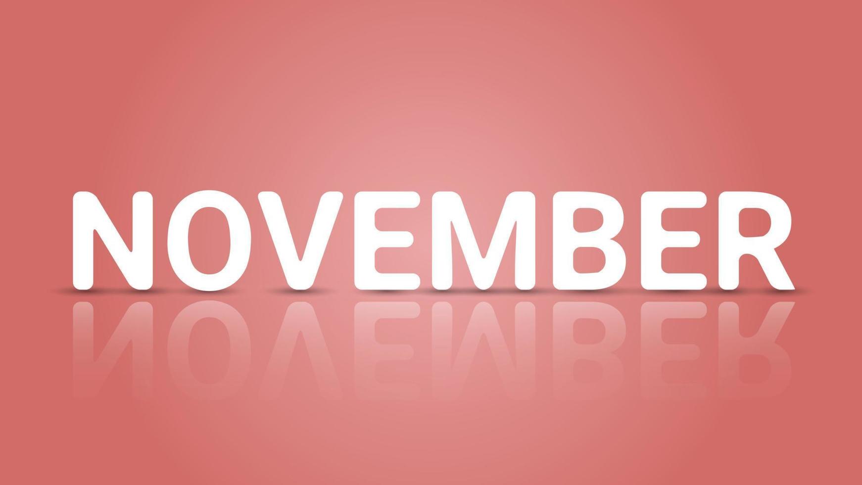 November Text in 3D Style vector