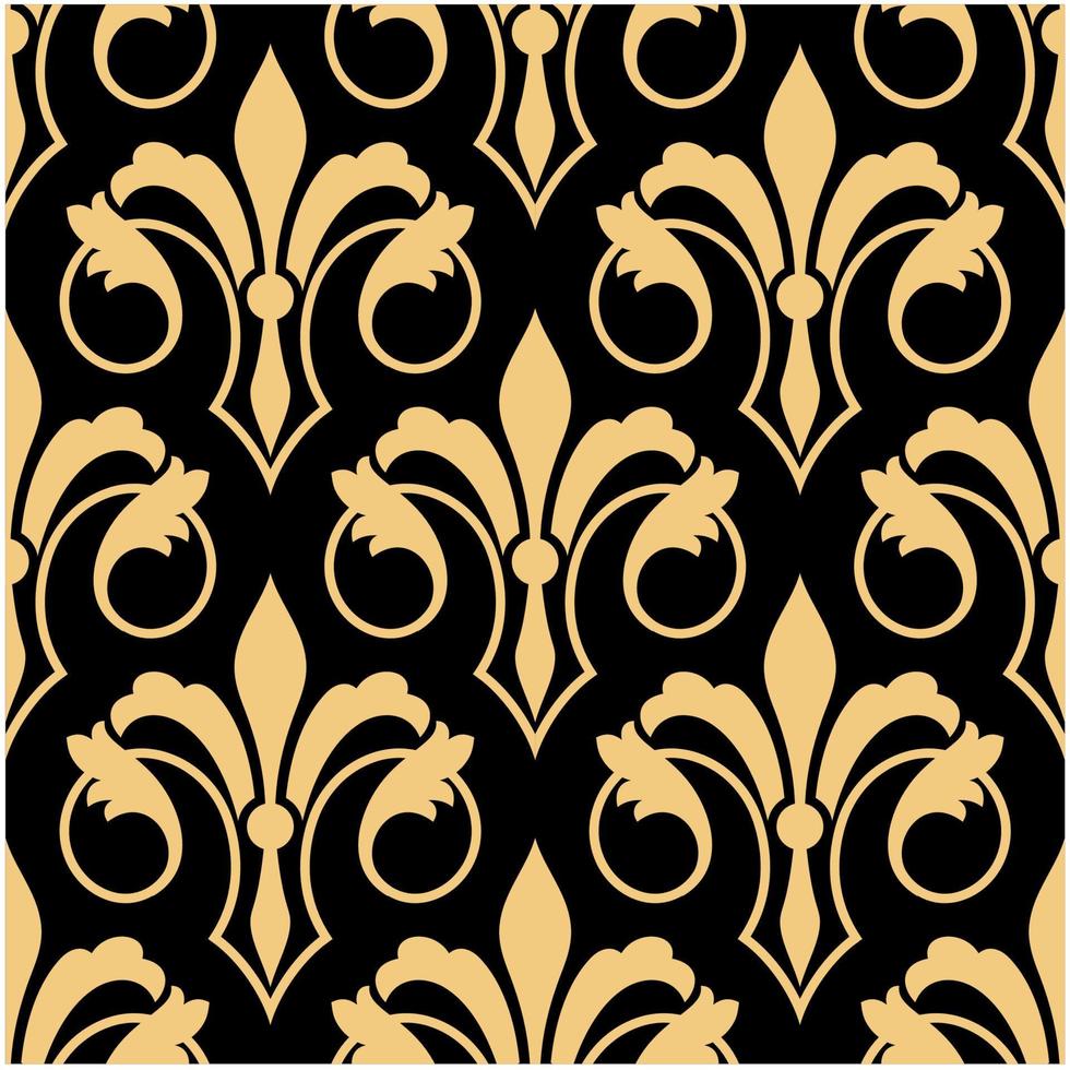 Golden retro fleur-de-lis seamless pattern vector