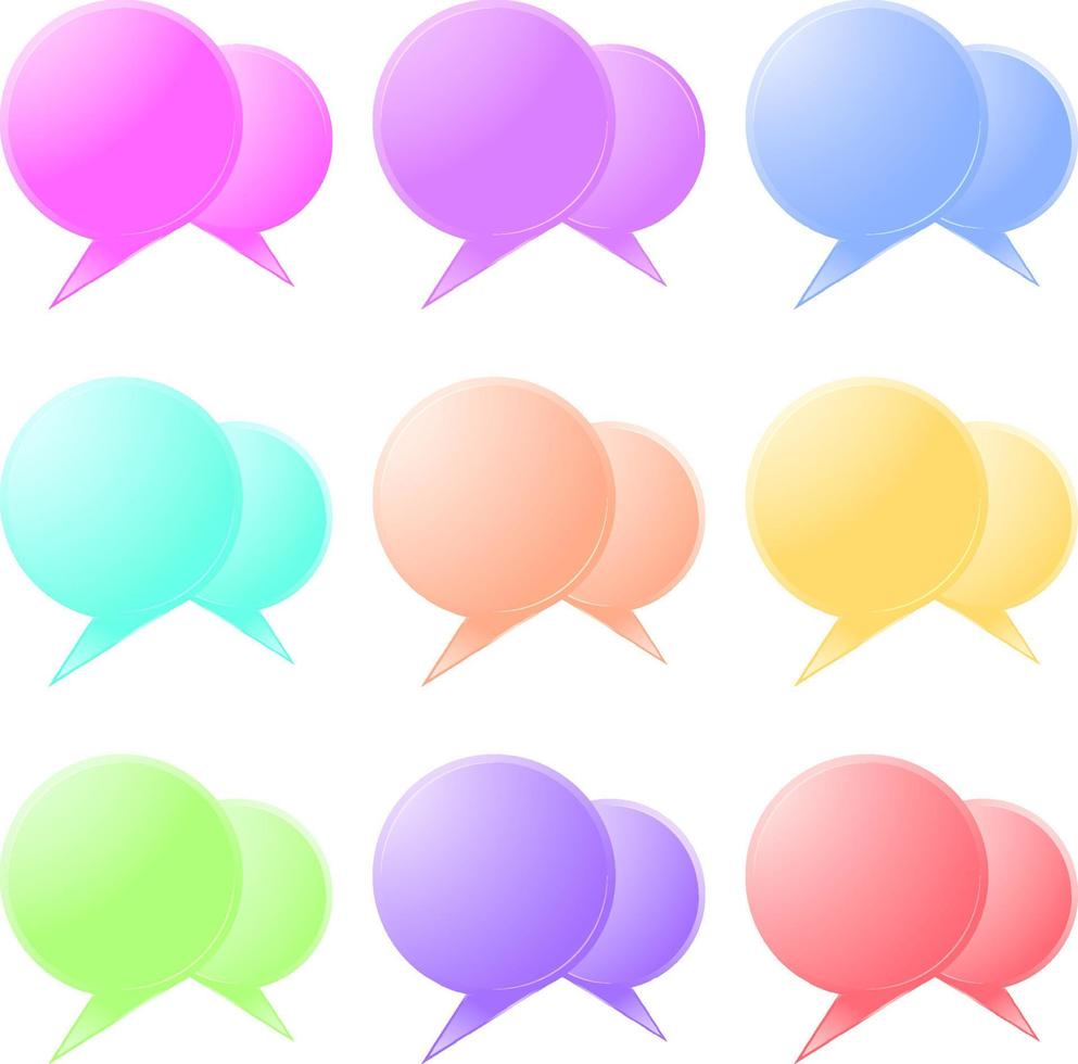 set of colorful rounded bubble chat perfect for social media tools vector