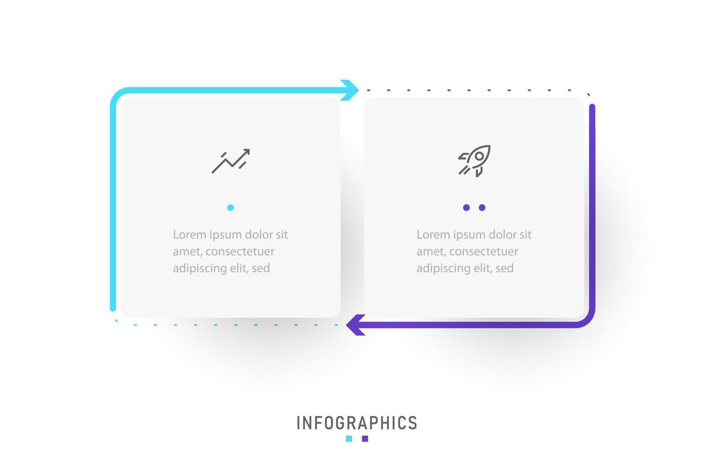 plantilla de diseño de etiquetas infográficas vectoriales con iconos y 2 opciones o pasos. se puede utilizar para diagramas de proceso, presentaciones, diseño de flujo de trabajo, banner, diagrama de flujo, gráfico de información. vector