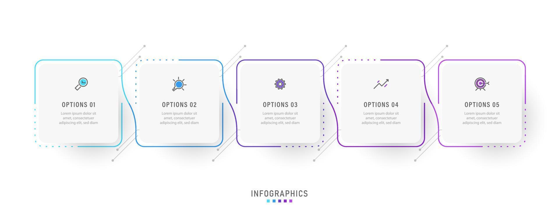 Vector Infographic label design template with icons and 5 options or steps. Can be used for process diagram, presentations, workflow layout, banner, flow chart, info graph.