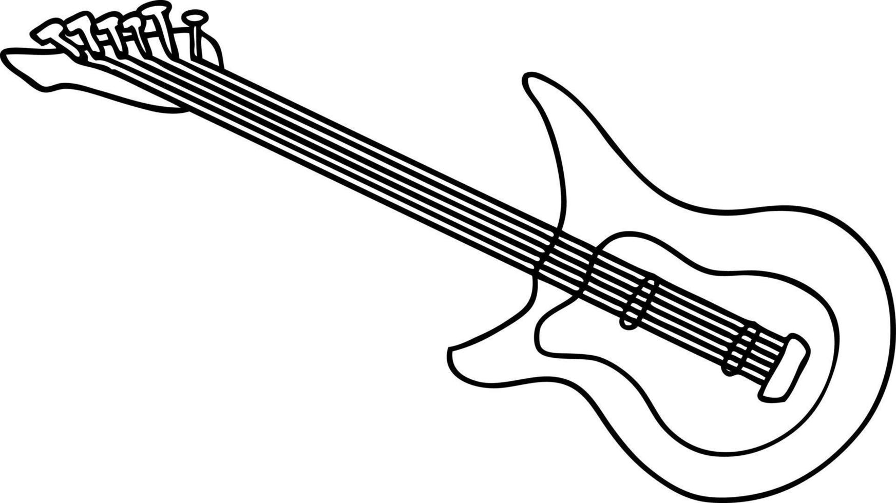 line drawing doodle of a guitar vector