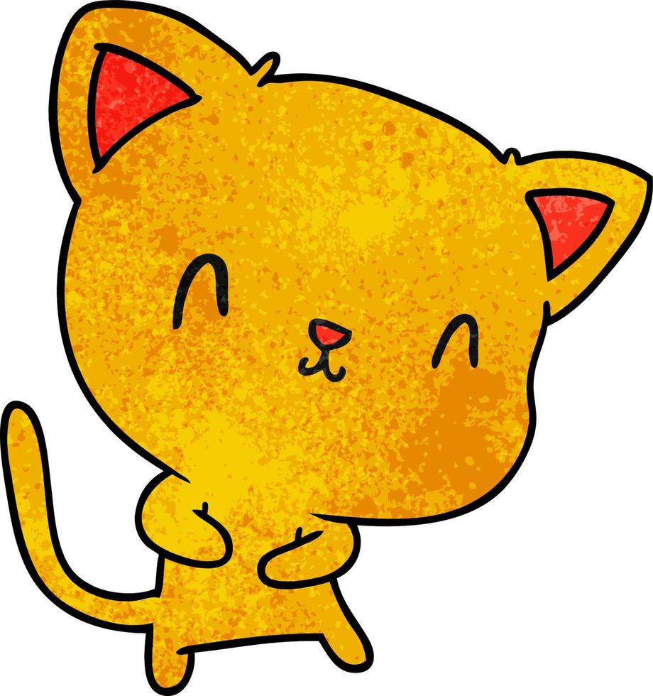 textured cartoon of cute kawaii cat vector