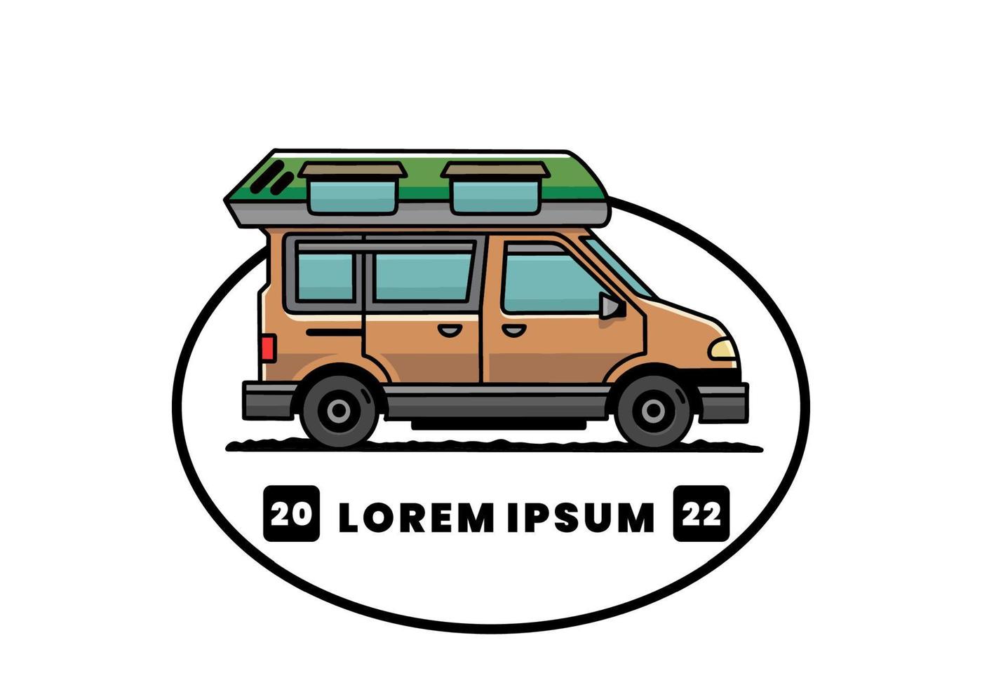 Van camper illustration badge design vector