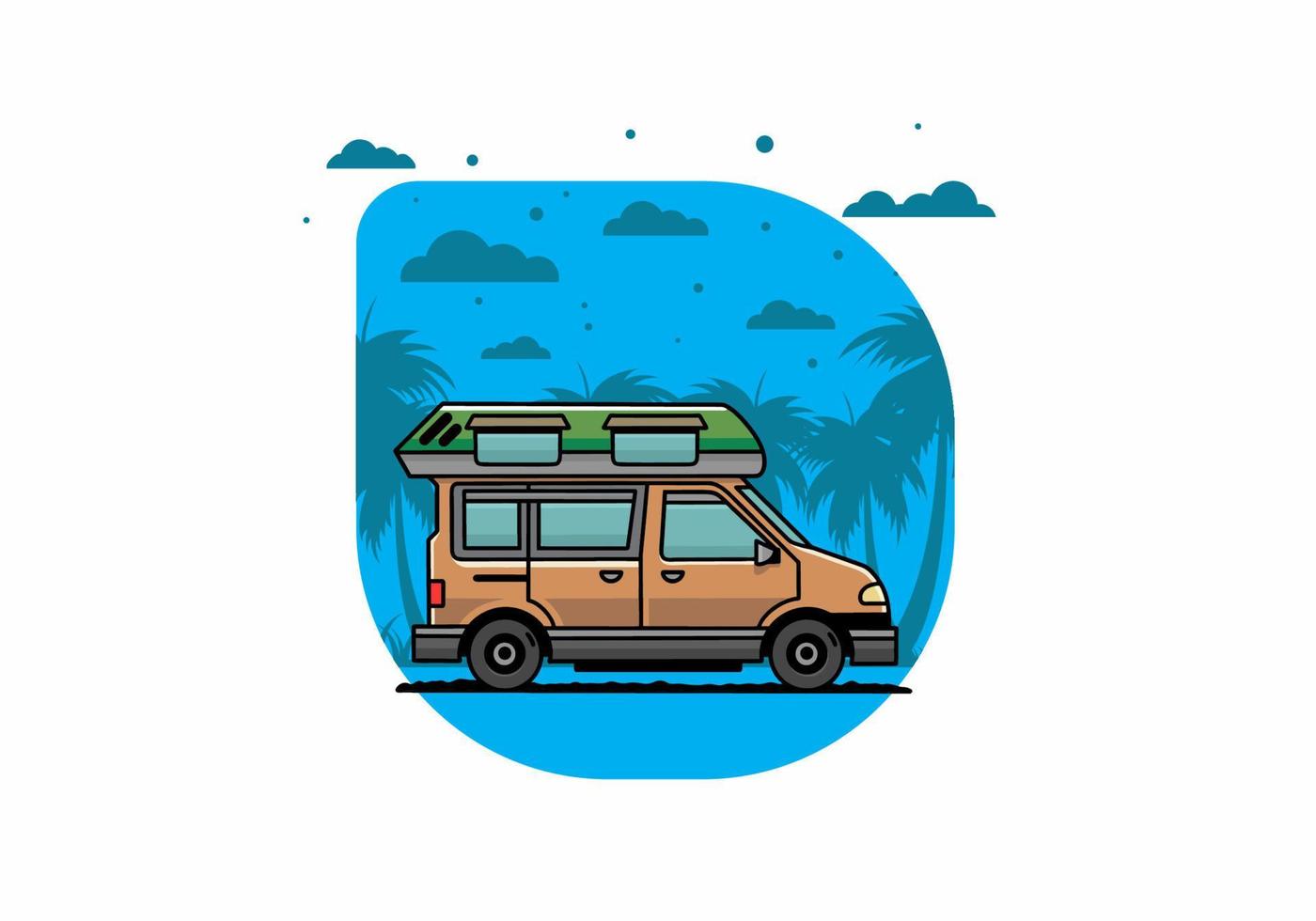 Van camper illustration badge design vector