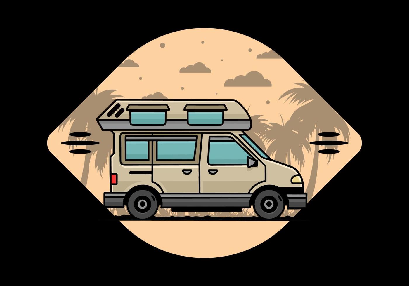 Van camper illustration badge design vector