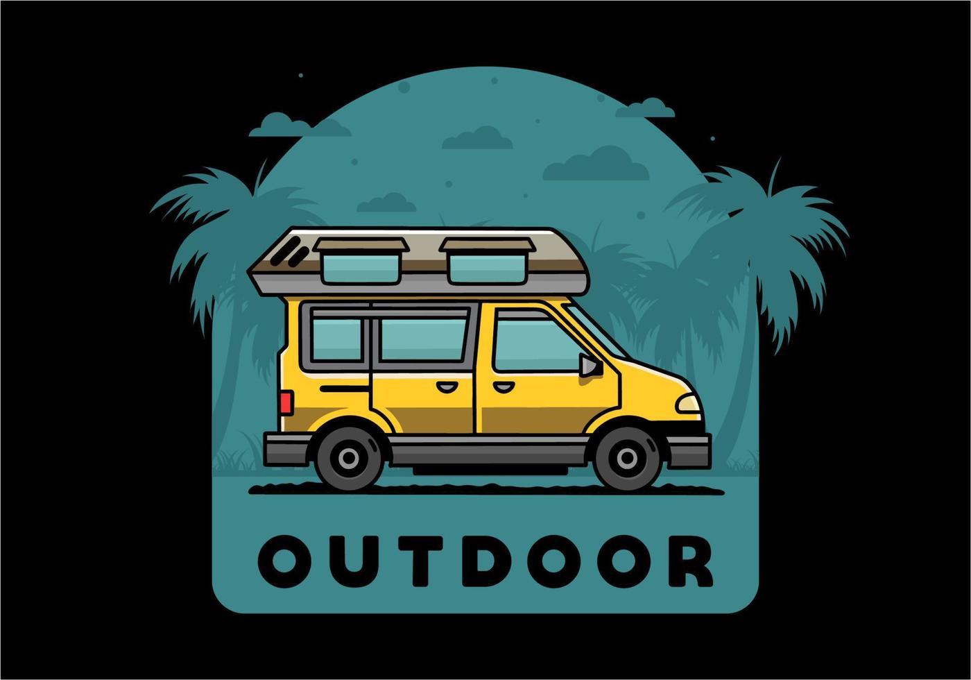 Van camper illustration badge design vector
