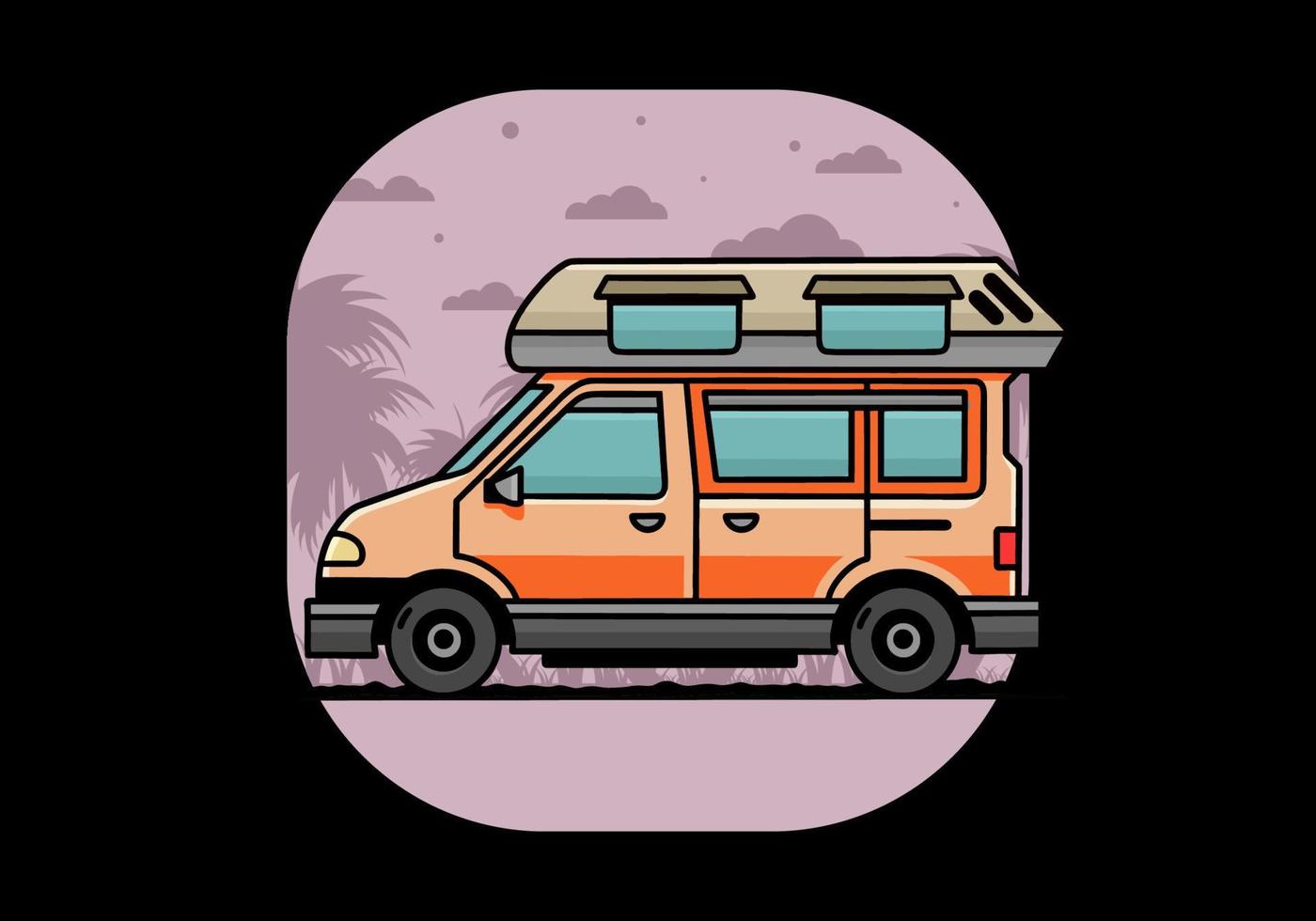 Van camper illustration badge design vector