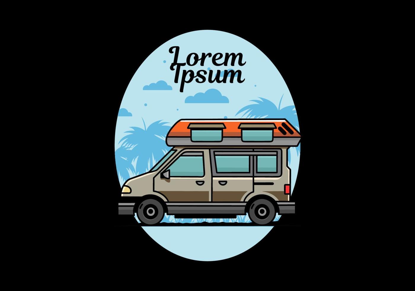 Van camper illustration badge design vector