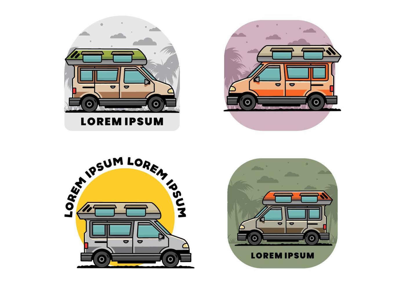 Van camper illustration badge design vector