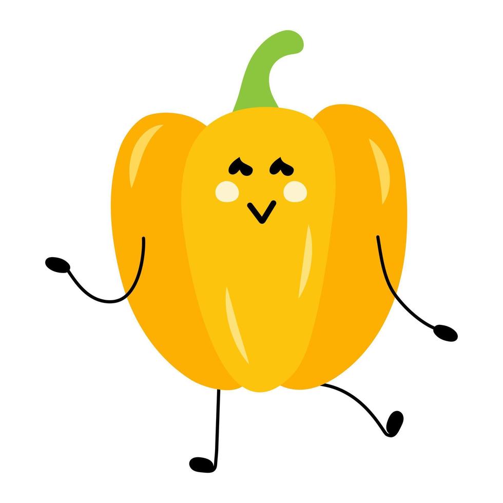 Bell pepper cute funny vegetable character. Hand drawn cartoon kawaii character illustration icon. Paprika vegetable character concept vector