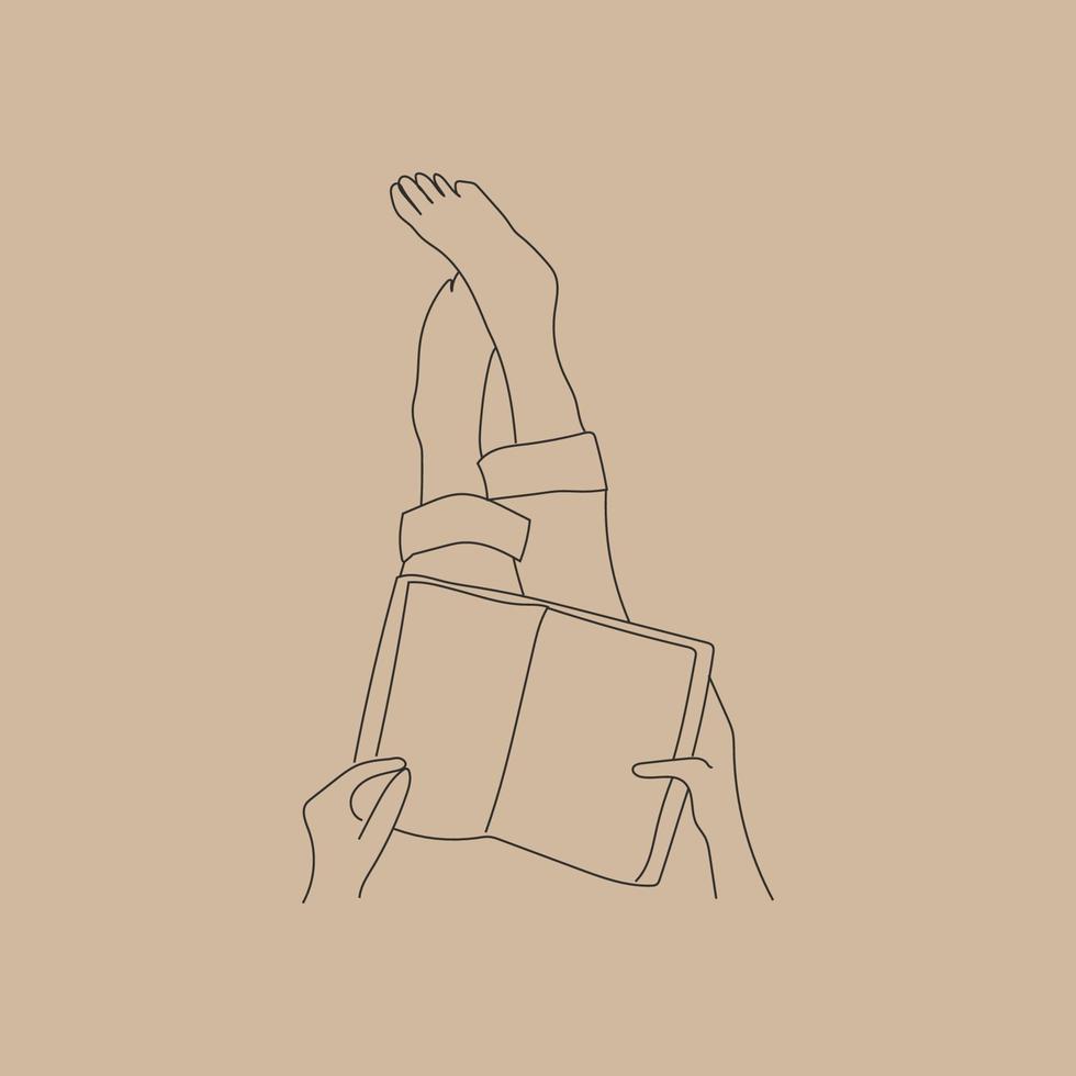 Legs and book. Line style. All elements are isolated vector