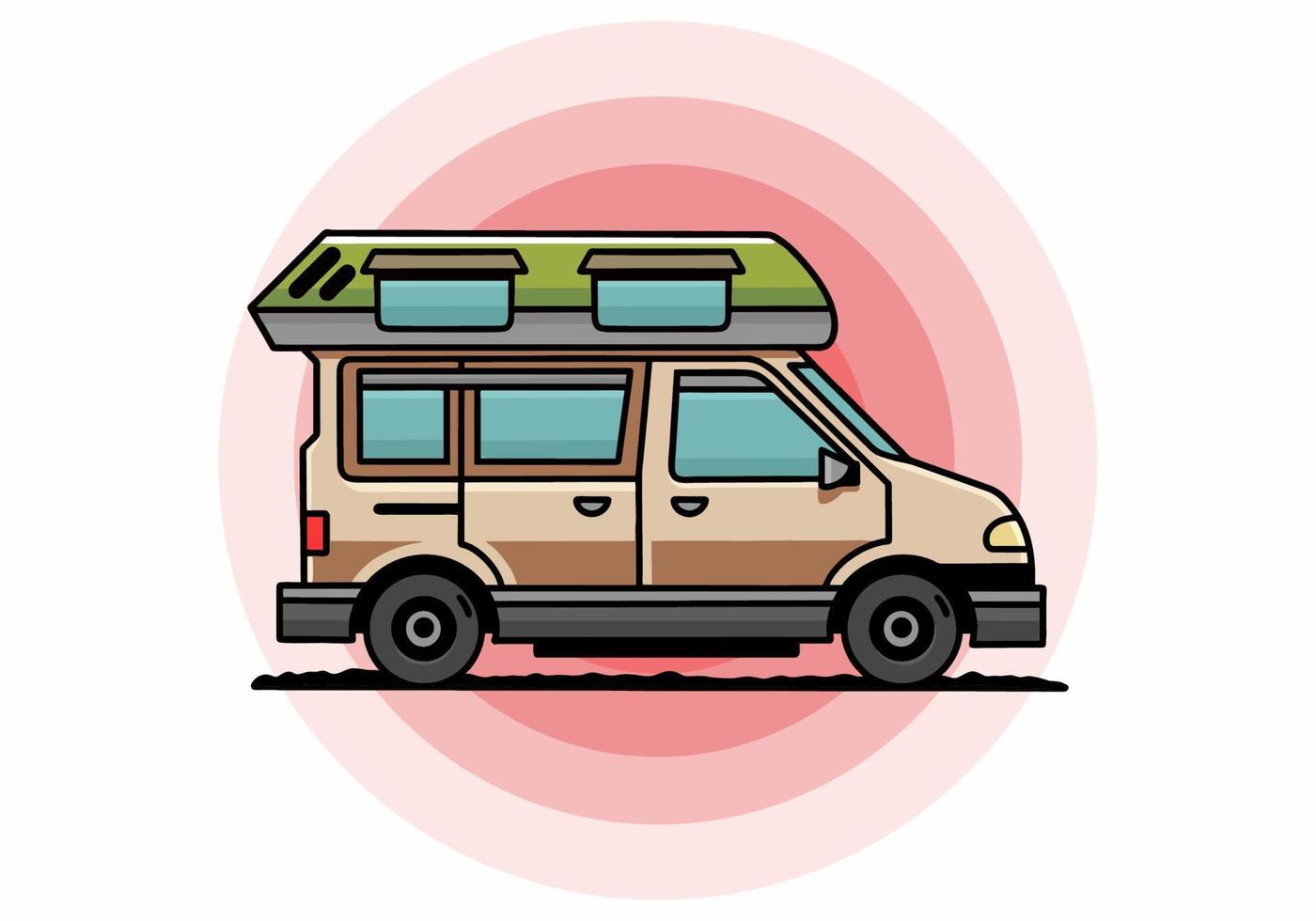 Van camper illustration badge design vector