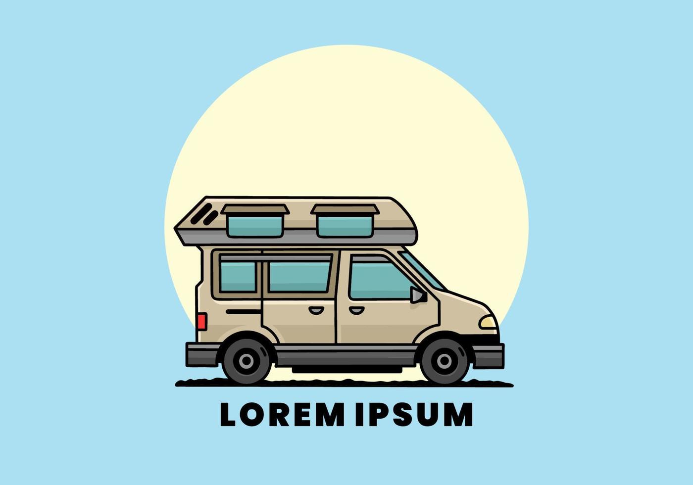 Van camper illustration badge design vector