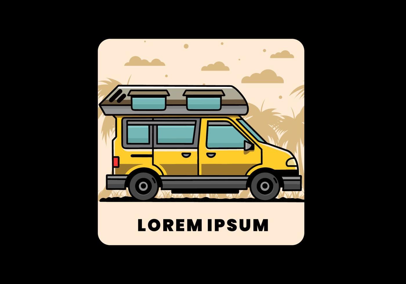 Van camper illustration badge design vector