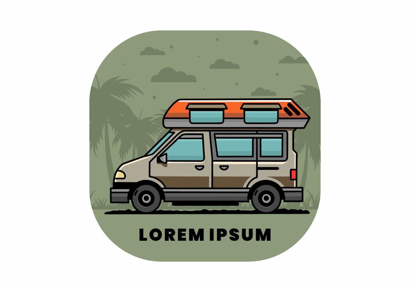 Van camper illustration badge design vector