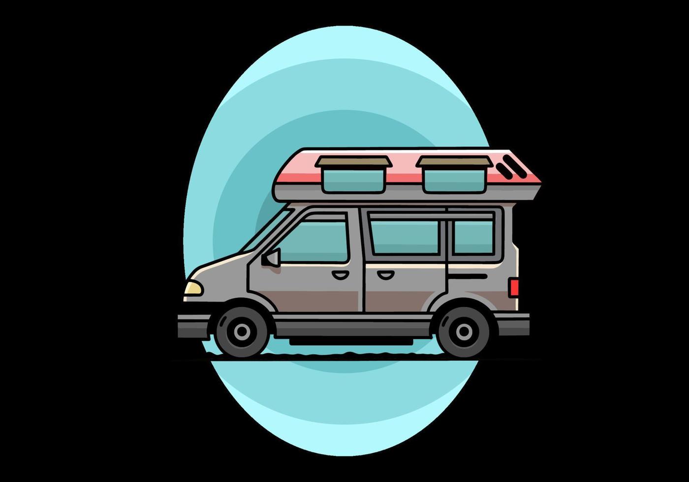 Van camper illustration badge design vector