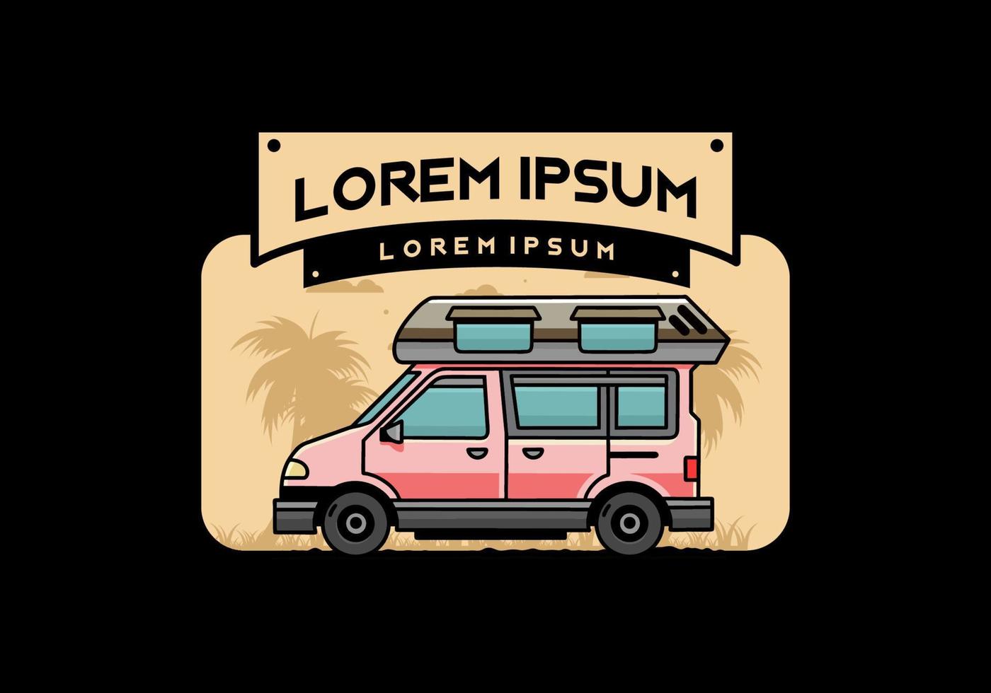 Van camper illustration badge design vector