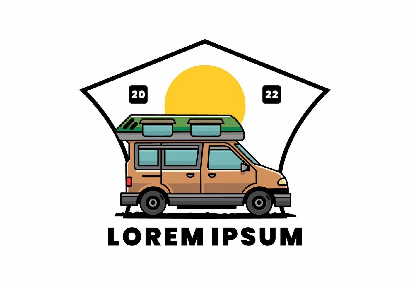 Van camper illustration badge design vector