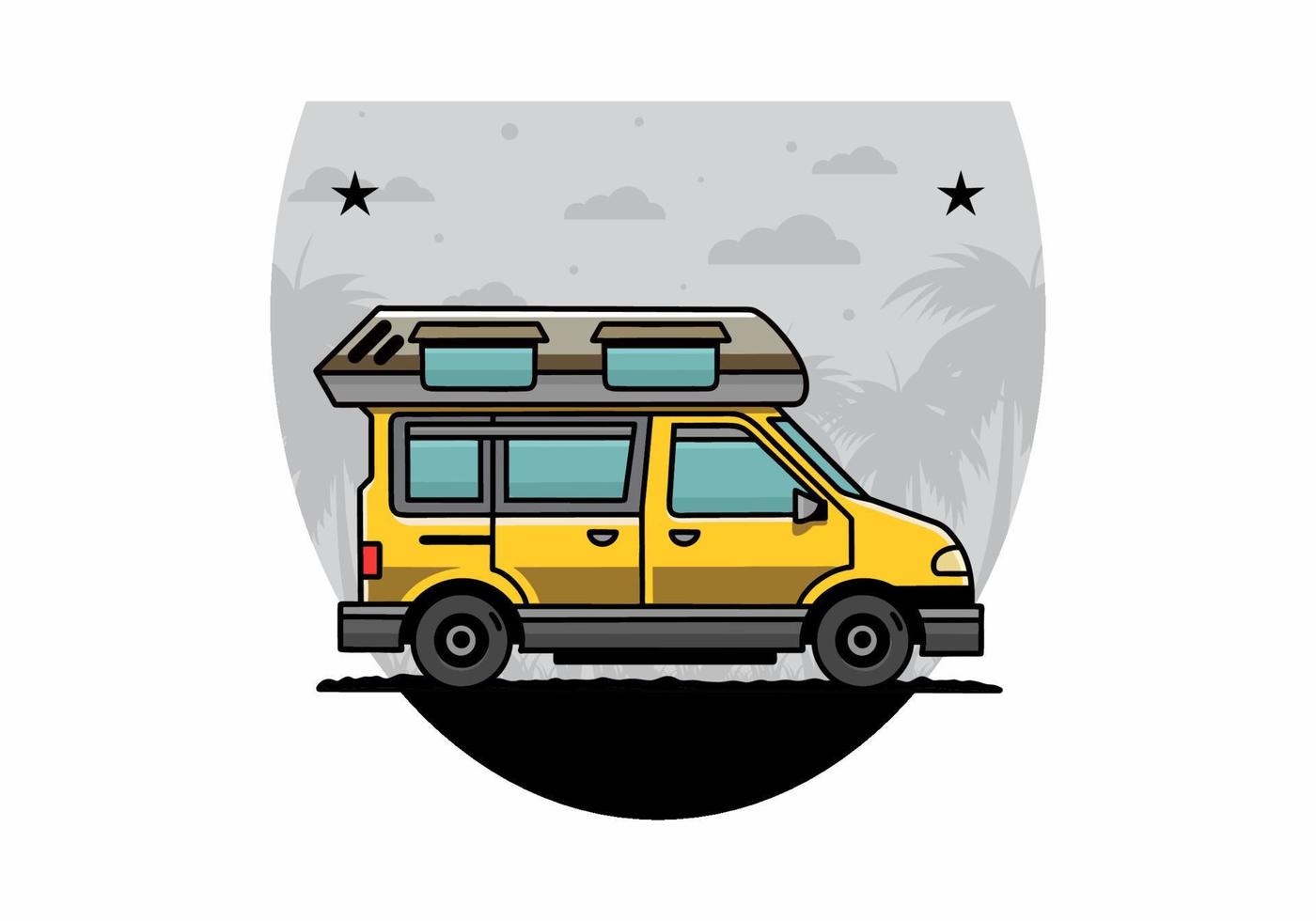 Van camper illustration badge design vector