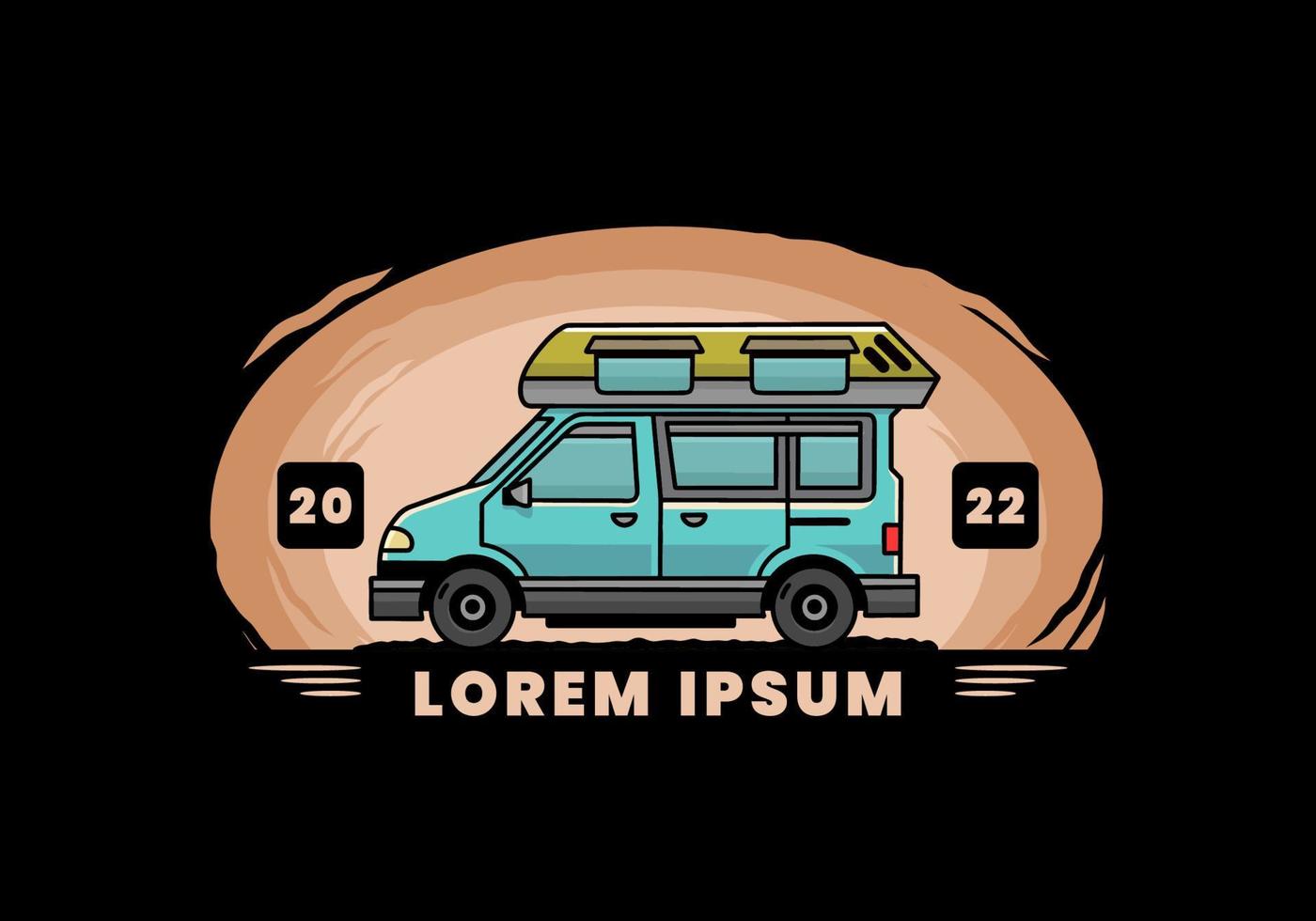 Van camper illustration badge design vector