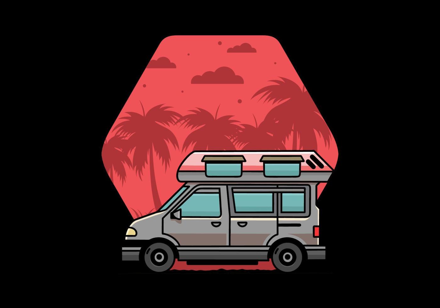Van camper illustration badge design vector