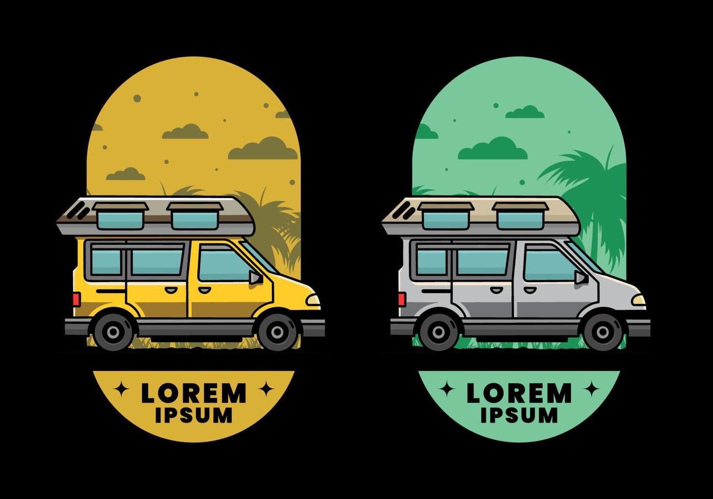 Van camper illustration badge design vector