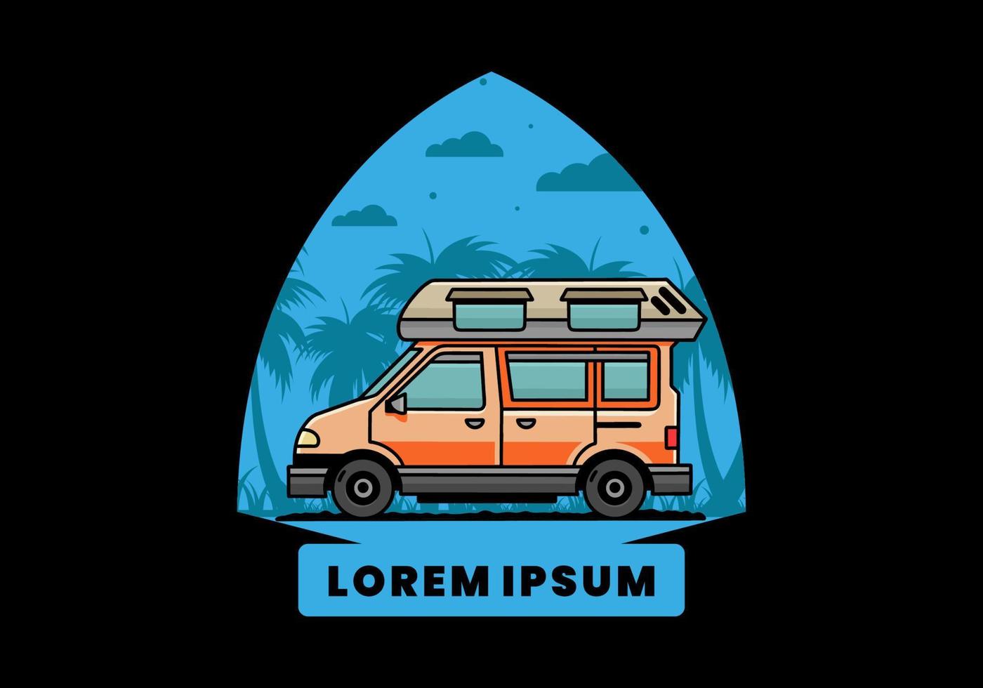 Van camper illustration badge design vector
