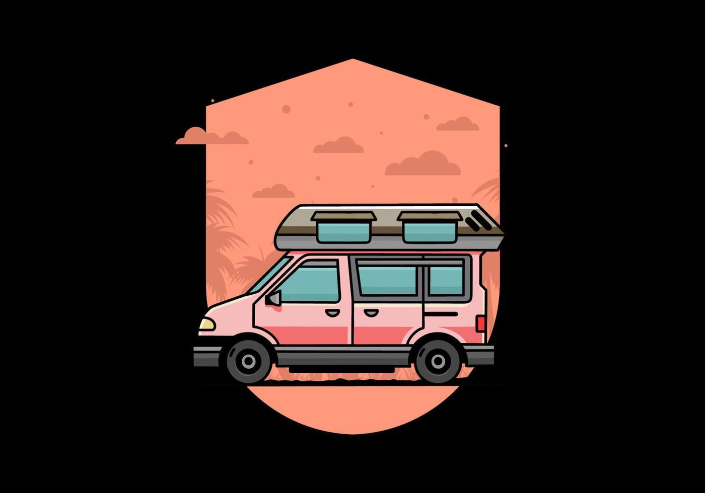 Van camper illustration badge design vector