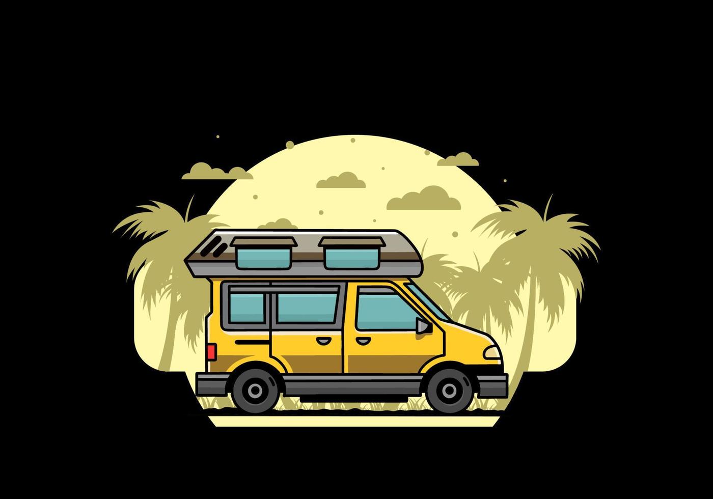 Van camper illustration badge design vector