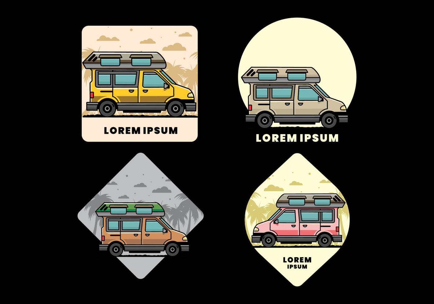 Van camper illustration badge design vector