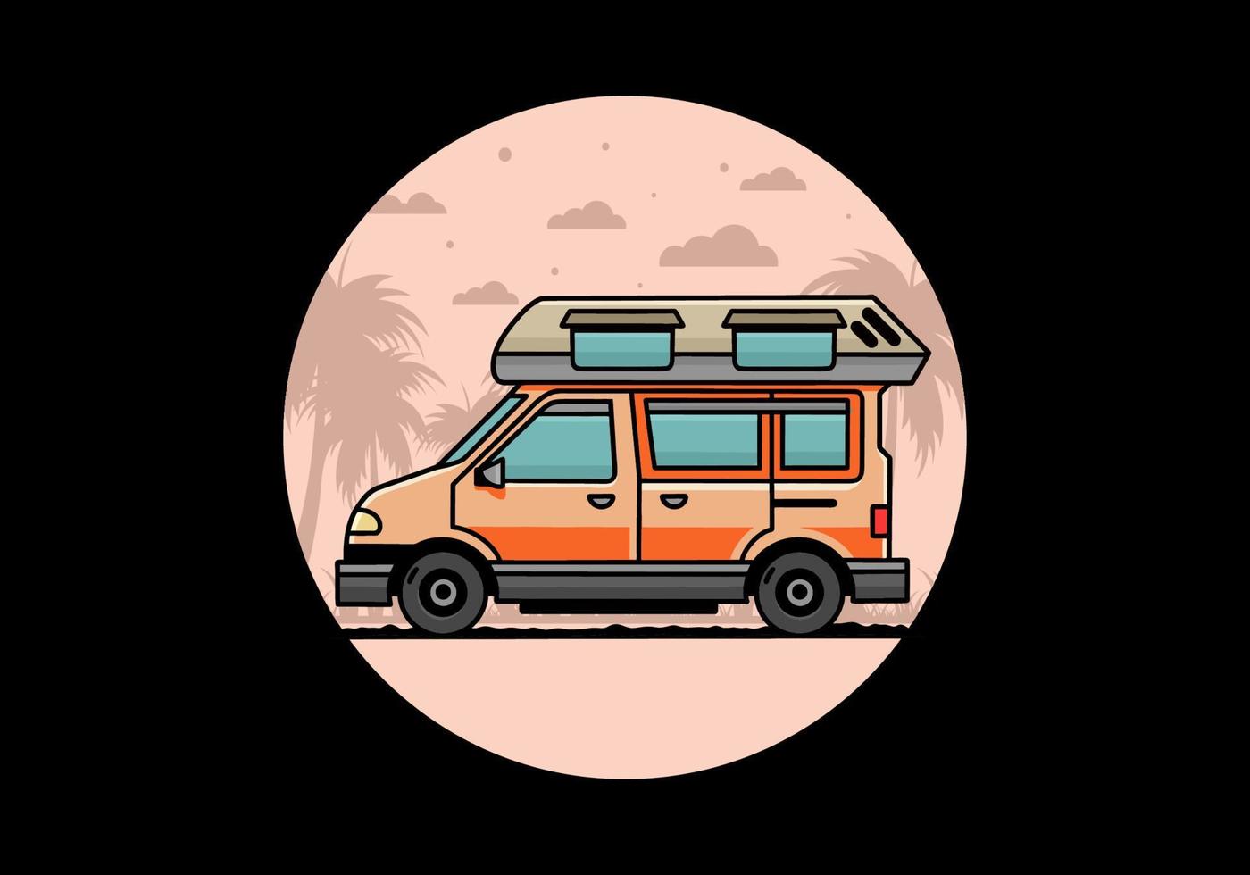 Van camper illustration badge design vector