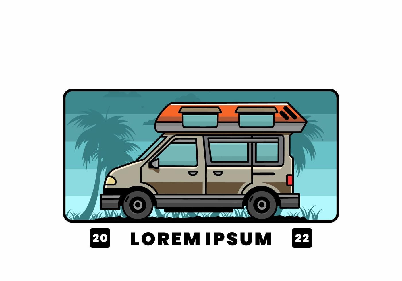 Van camper illustration badge design vector
