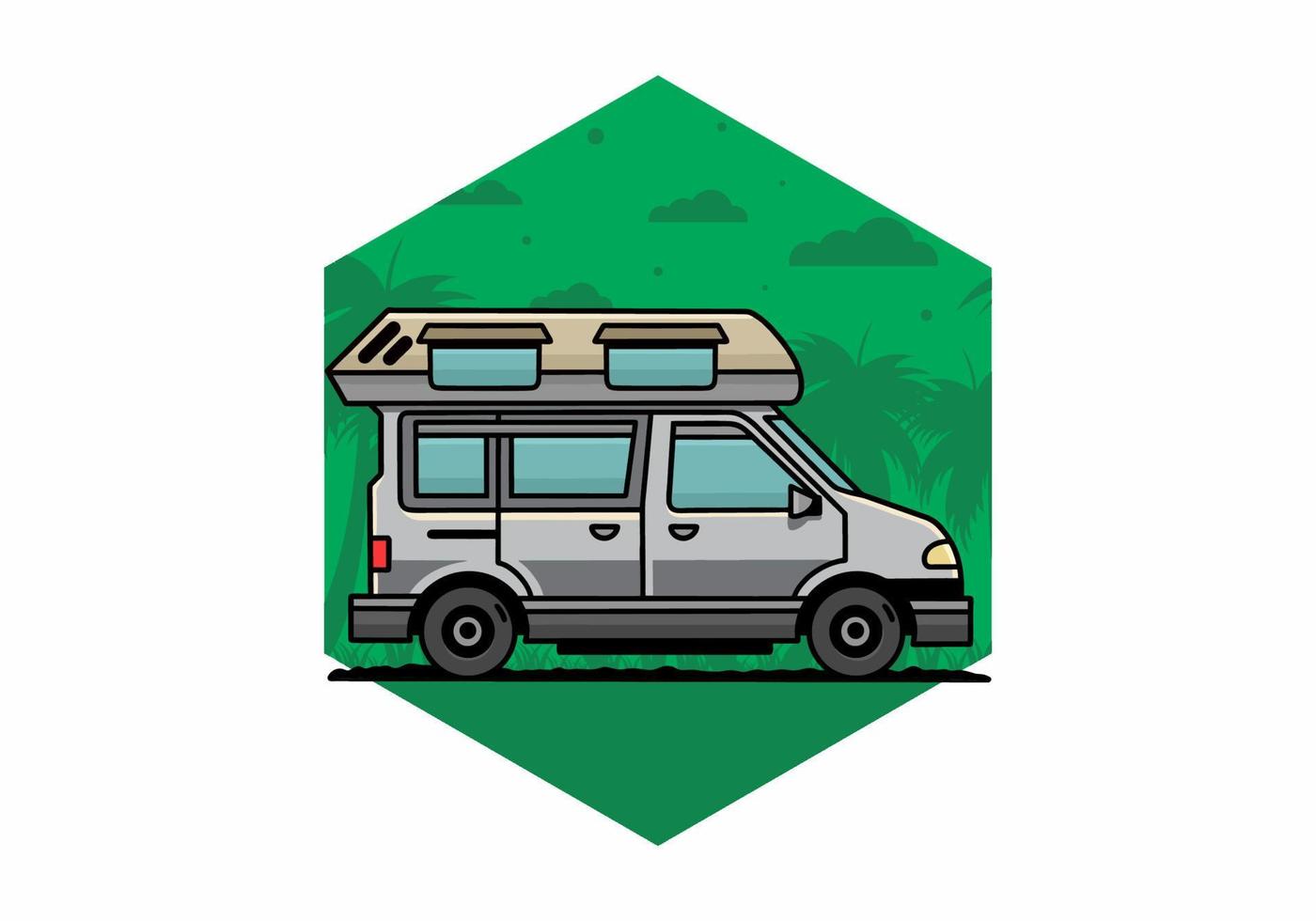 Van camper illustration badge design vector