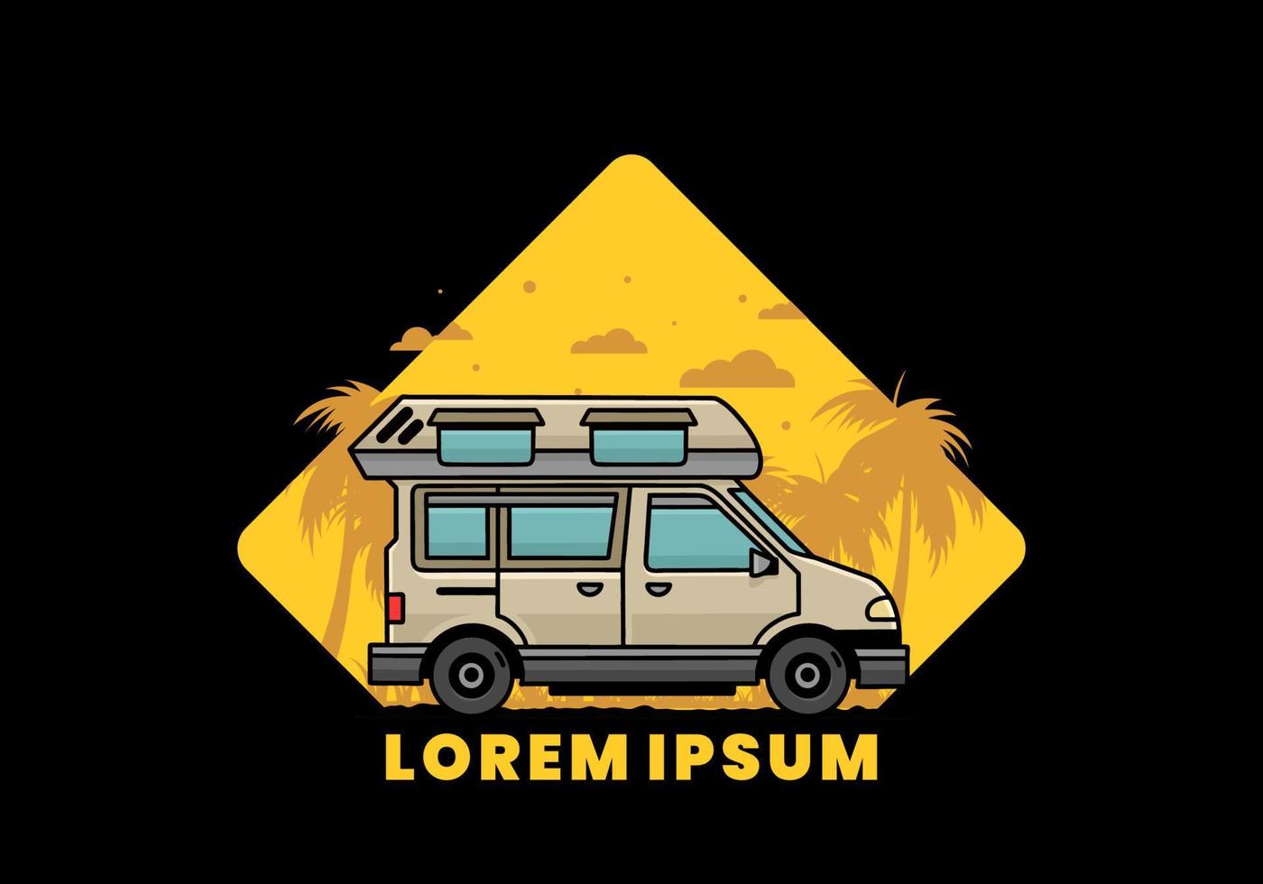 Van camper illustration badge design vector