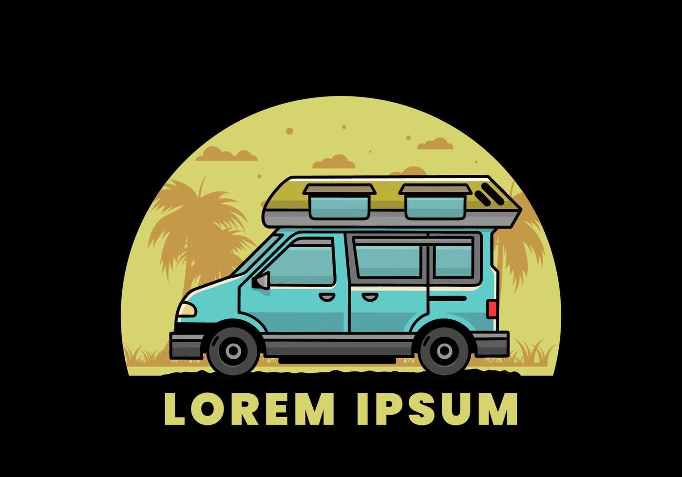 Van camper illustration badge design vector