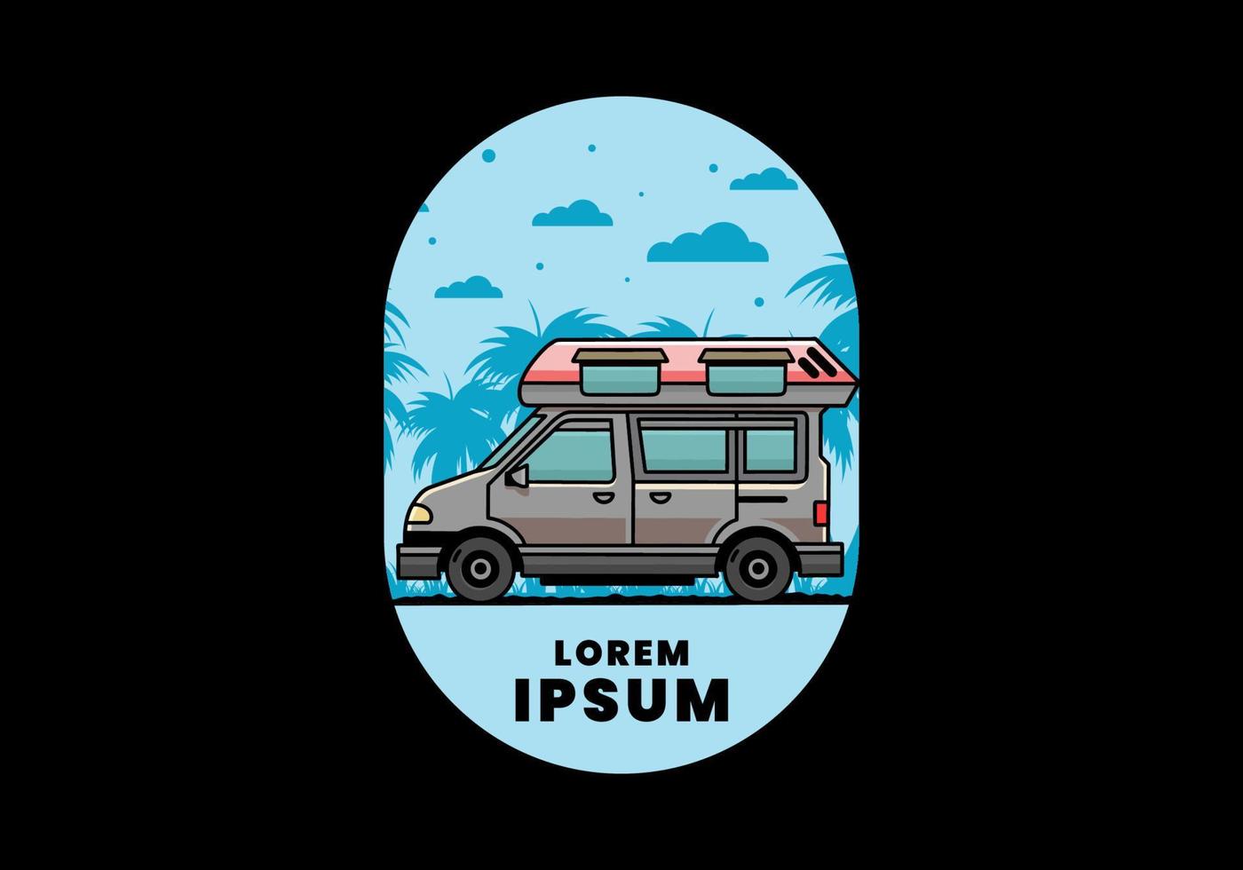 Van camper illustration badge design vector