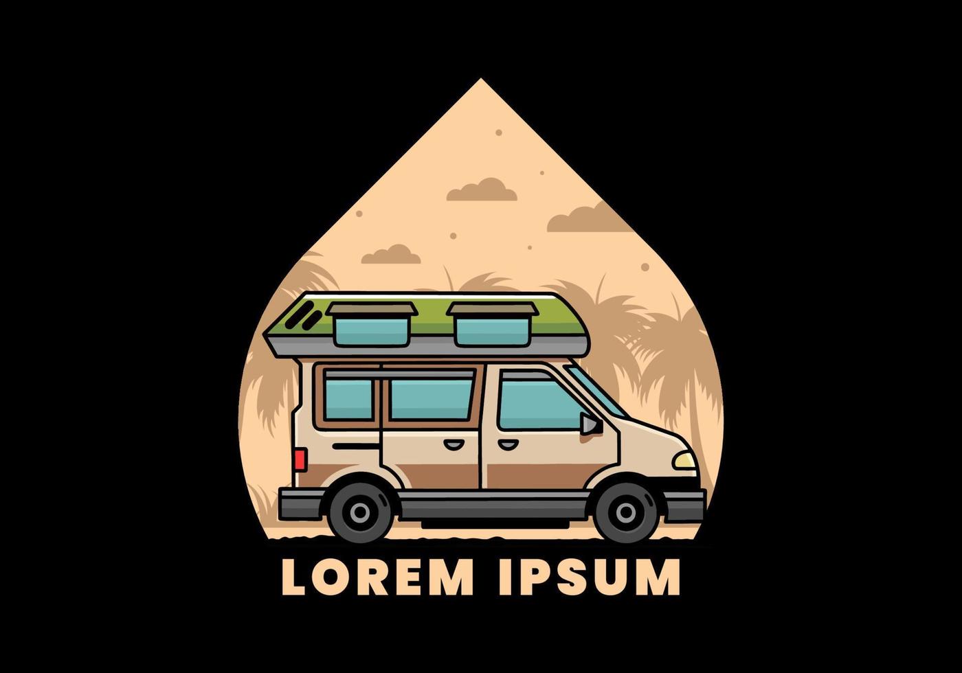Van camper illustration badge design vector