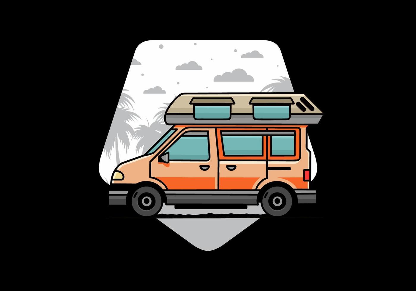 Van camper illustration badge design vector