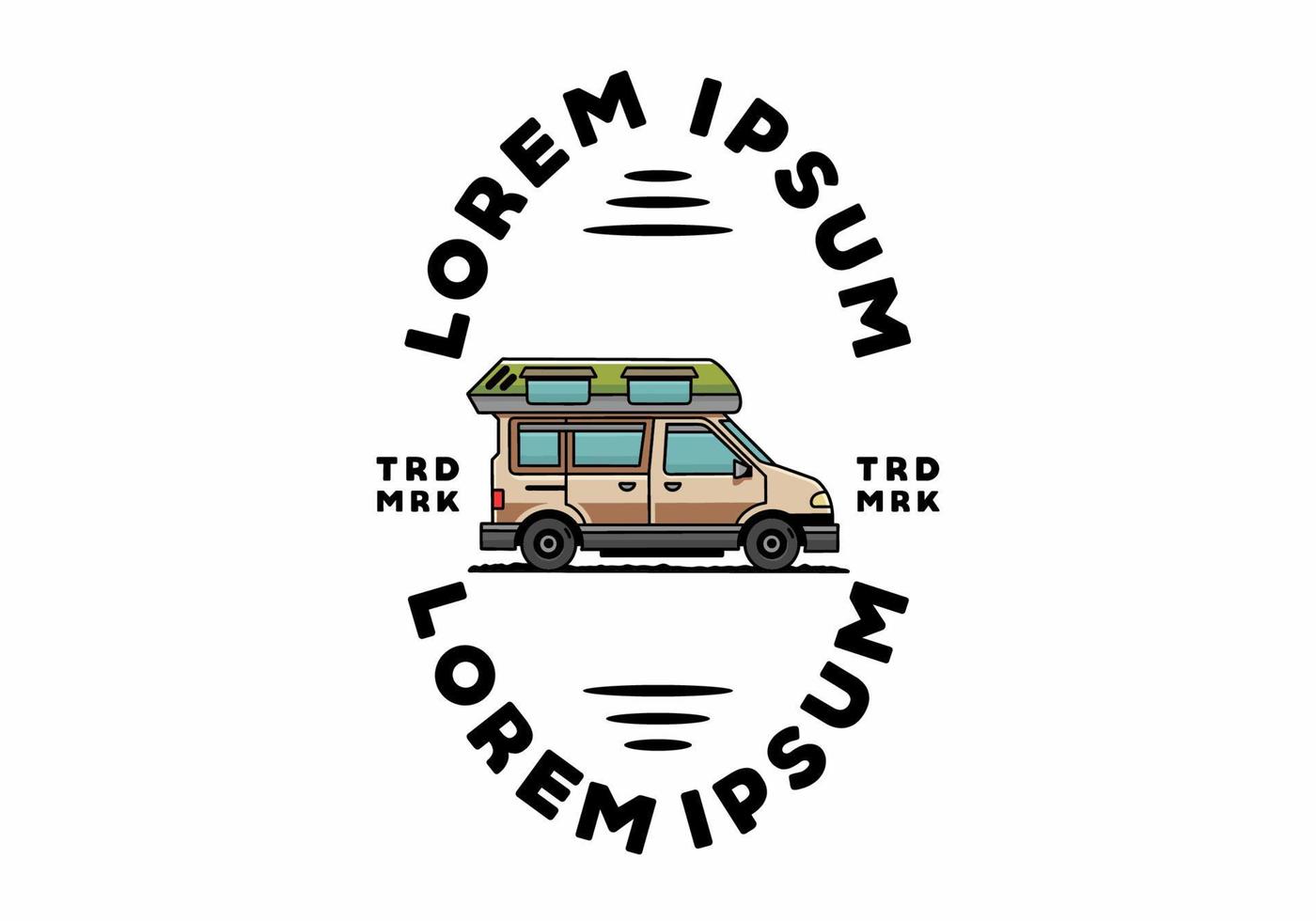 Van camper illustration badge design vector