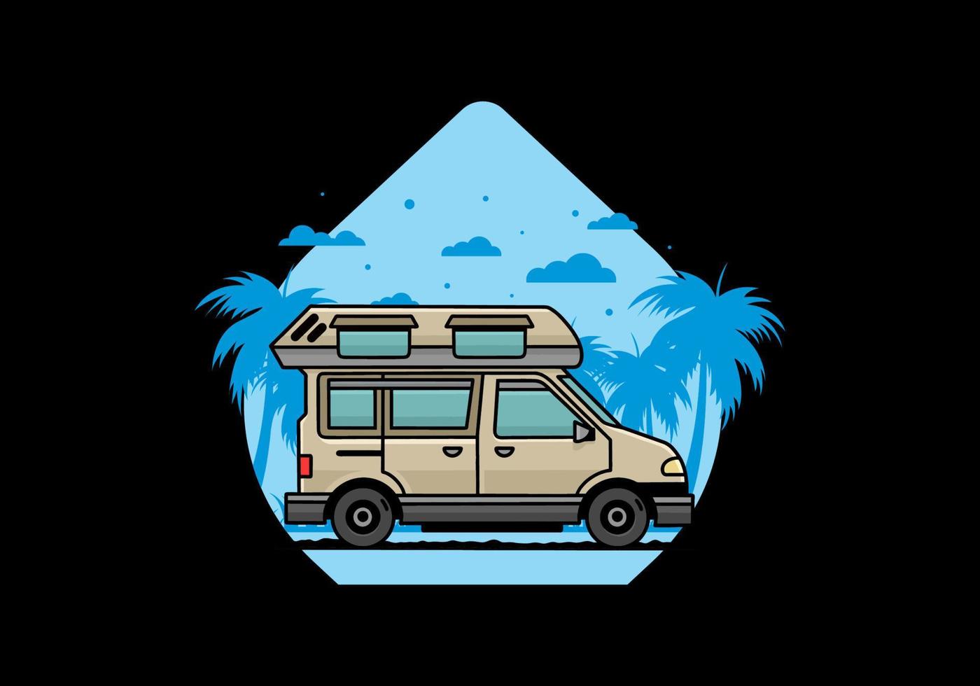 Van camper illustration badge design vector