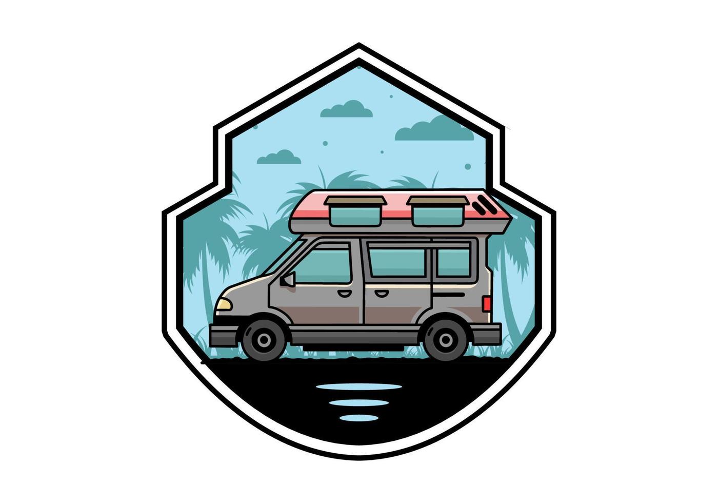 Van camper illustration badge design vector