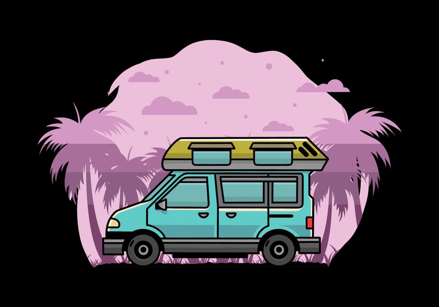 Van camper illustration badge design vector