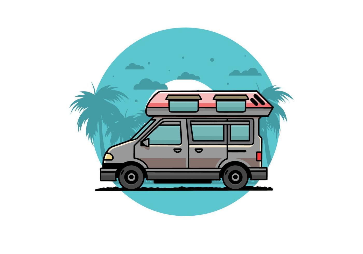 Van camper illustration badge design vector