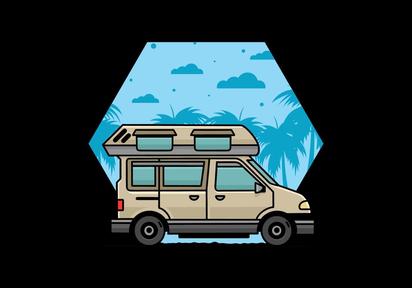 Van camper illustration badge design vector