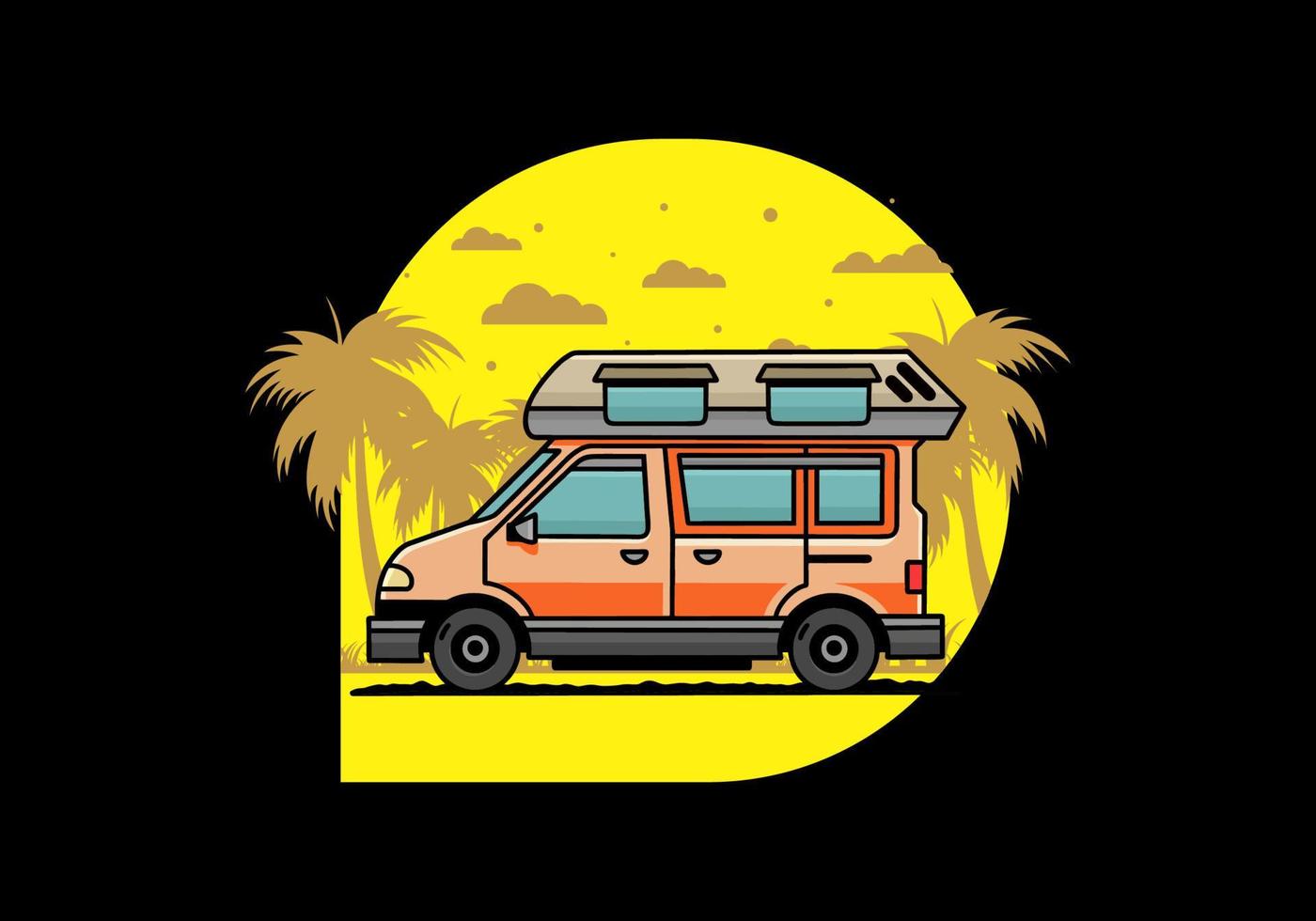 Van camper illustration badge design vector