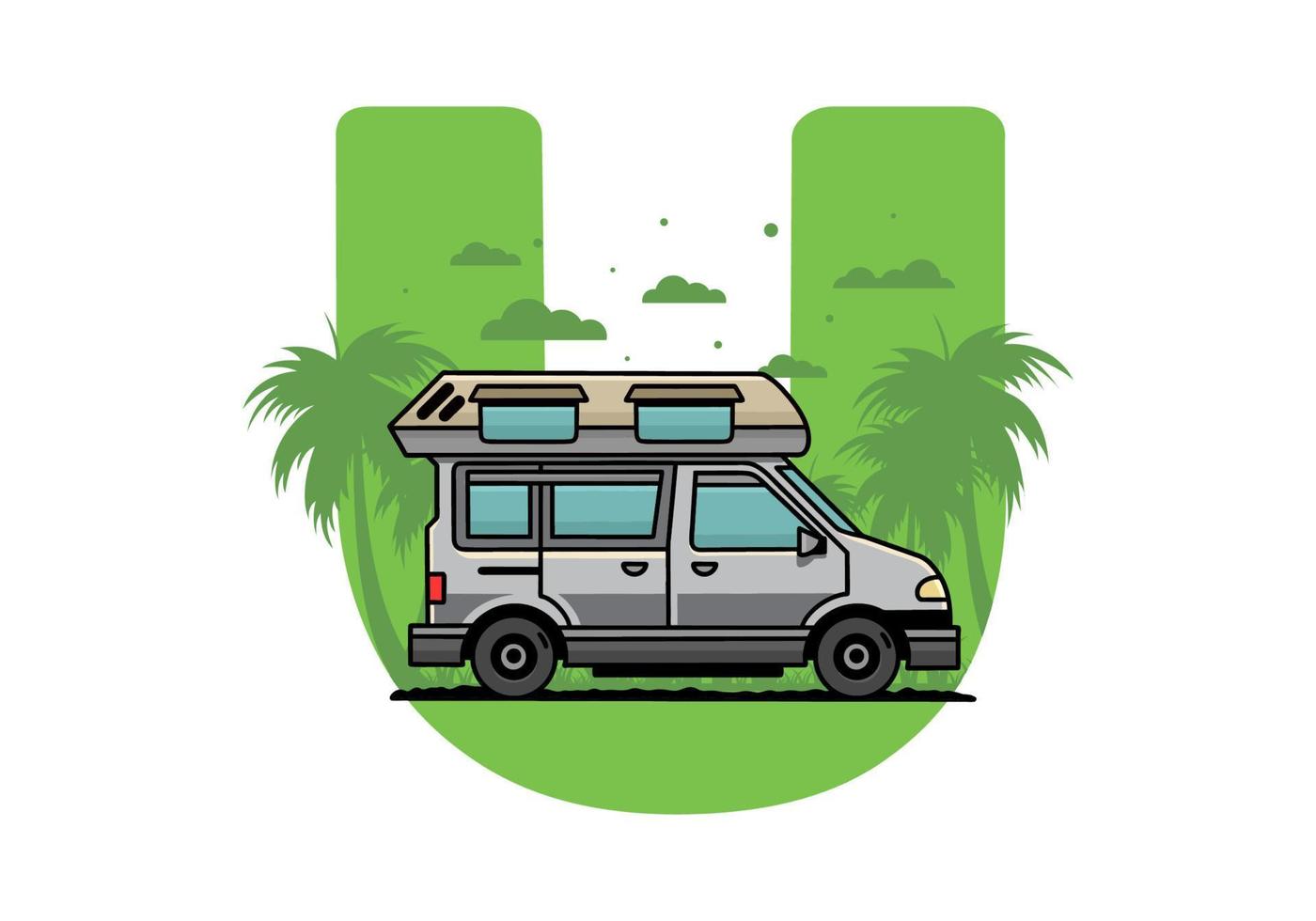 Van camper illustration badge design vector