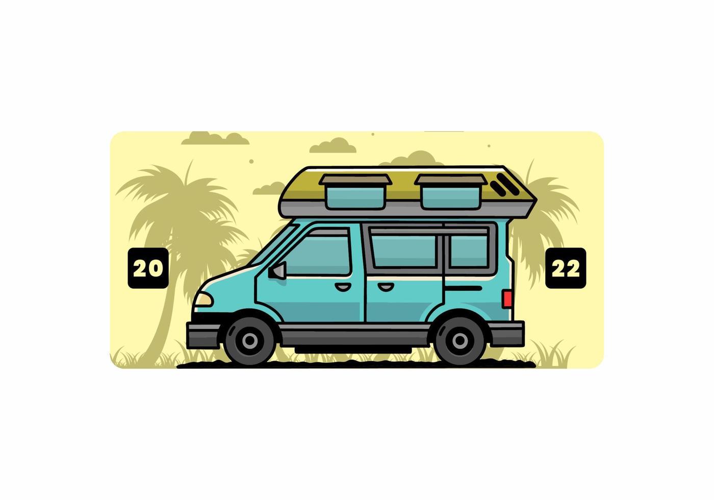 Van camper illustration badge design vector