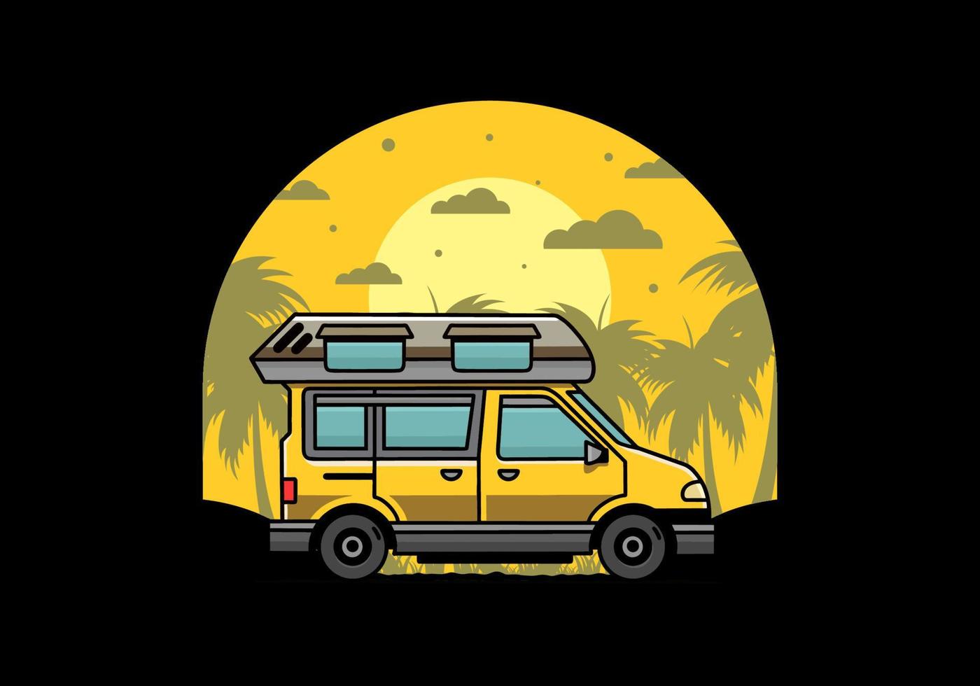 Van camper illustration badge design vector